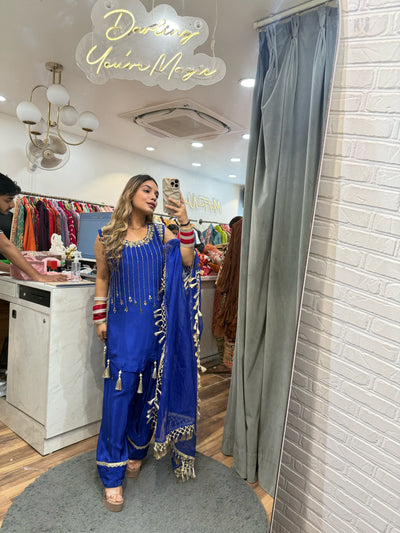 “Saanchi” - Crepe Three Piece Set ( Sleeves included )