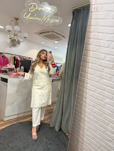 “Kina” - Pure Cotton schiffli Two Piece set