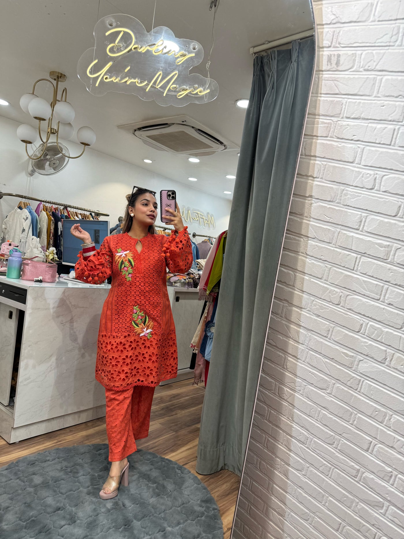 “Simina” - Pure Cotton Schiffli Two Piece sett