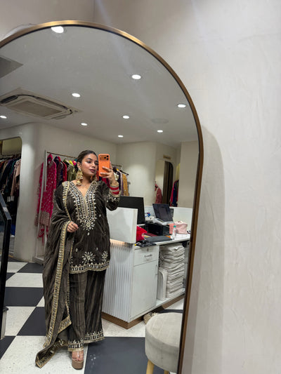 “Shamira” - Velvet Three Piece set