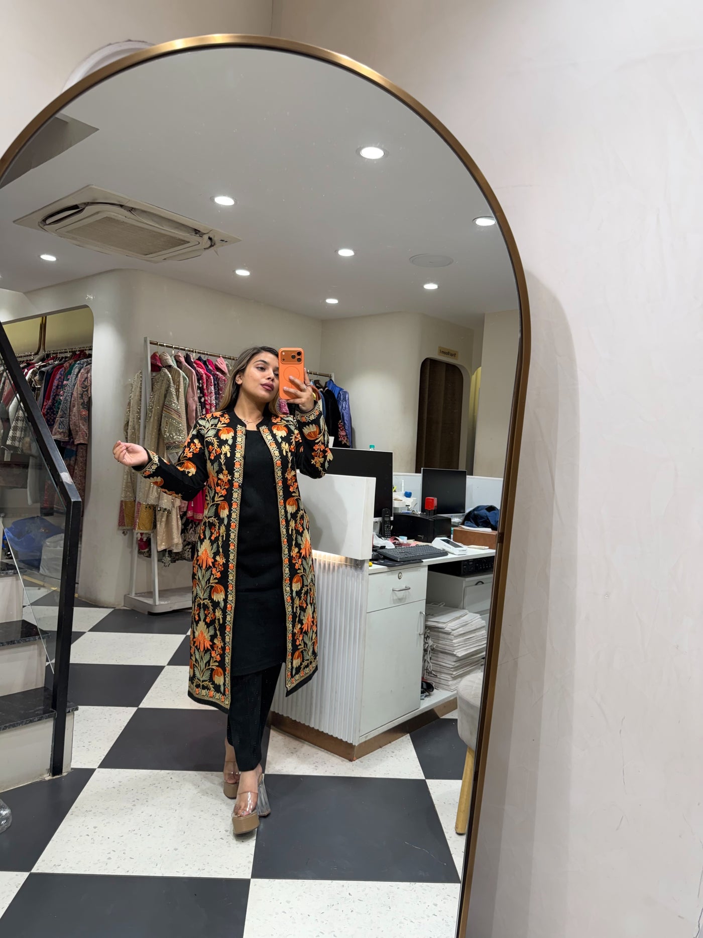 “Jasmine ” - Thread Embroidered Woollen Three Piece set