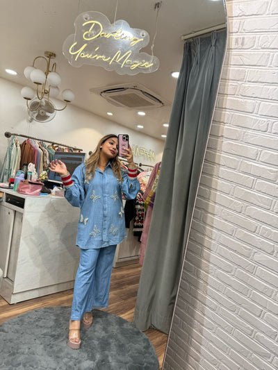 “Meval” - Soft Denim Two Piece Set
