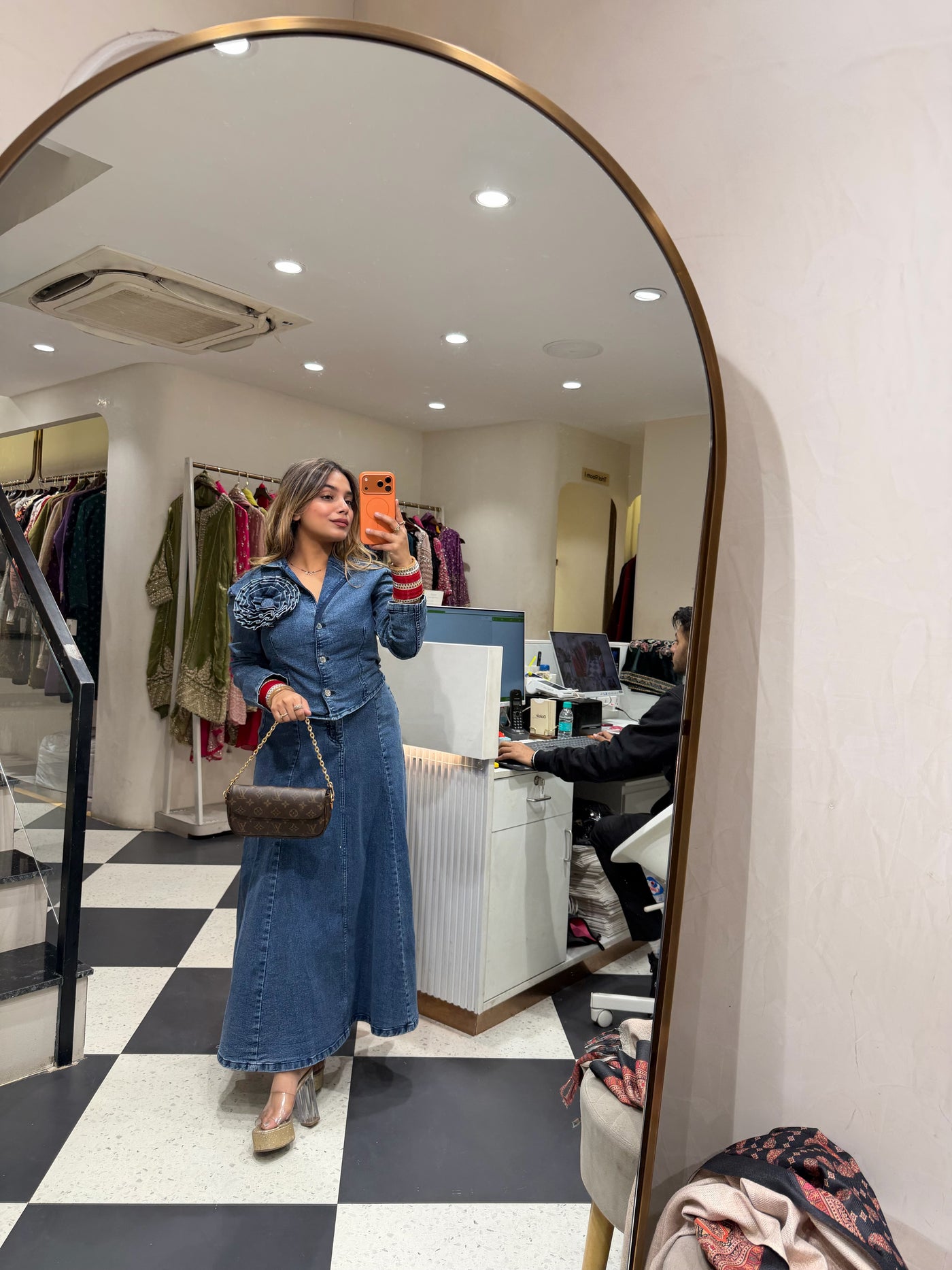 “Bora” - Denim Two Piece Skirt Set