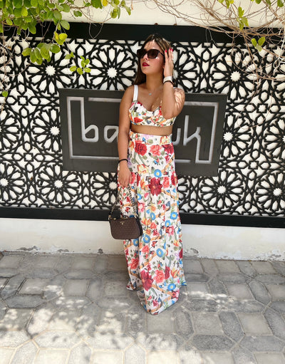 Ariella - Floral Print Crop Top and Skirt Set