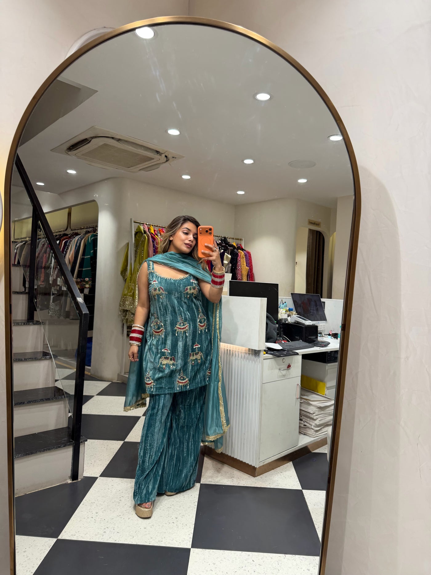 “Meemara” - Velvet Three Piece set ( Sleeves Included )