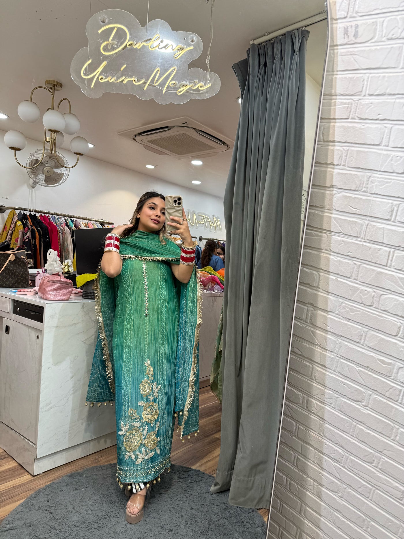 “Sona” - Wrinkled Shimmer Fabric Unstitched Suit