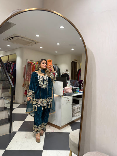 “Nivedita” - Velvet Three Piece set