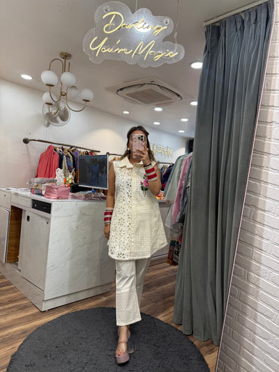 “Jesha” - Pure Cotton Schiffli Two Piece set