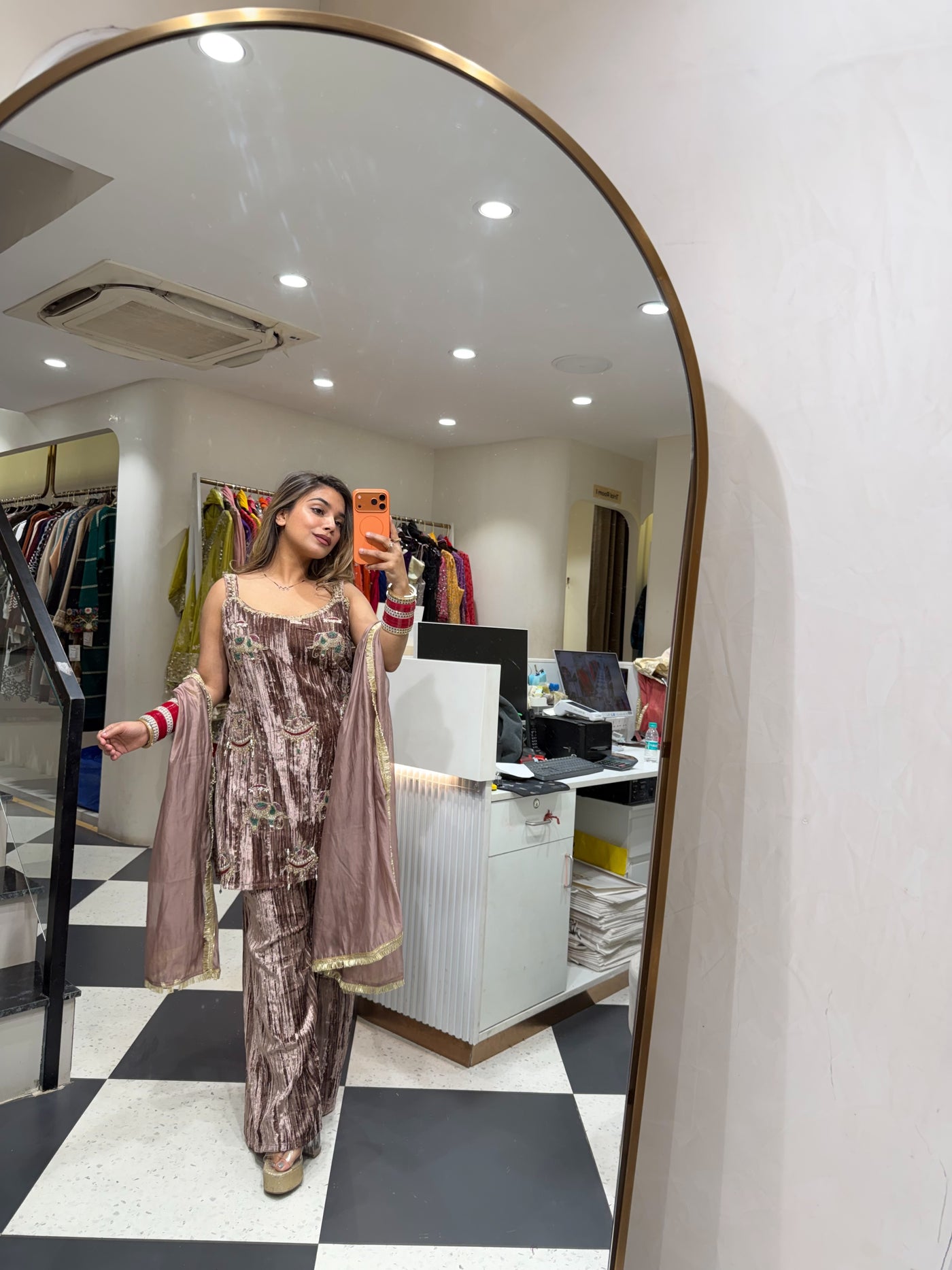 “Meemara” - Velvet Three Piece set ( Sleeves Included )