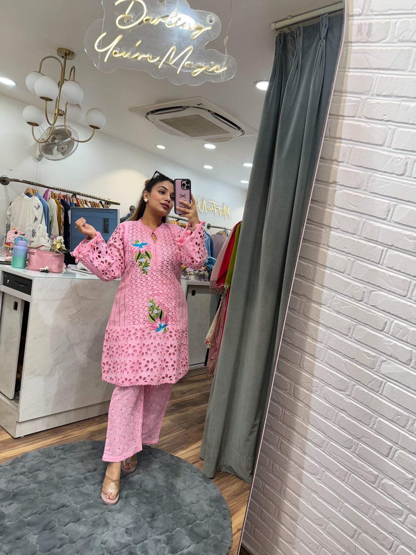 “Simina” - Pure Cotton Schiffli Two Piece sett