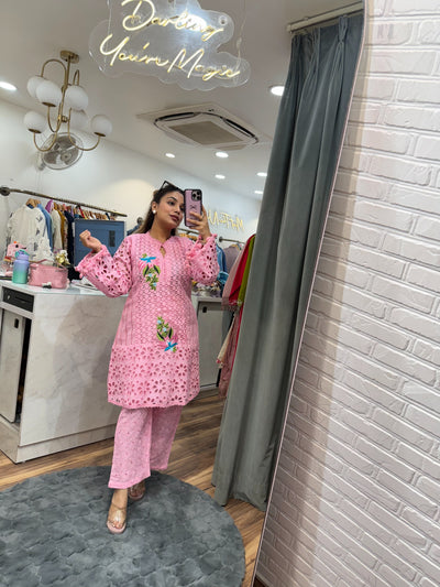 “Simina” - Pure Cotton Schiffli Two Piece sett