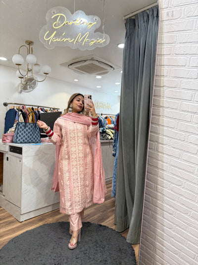 “Midra” - Pure Chikankari Lucknowi Three Piece set