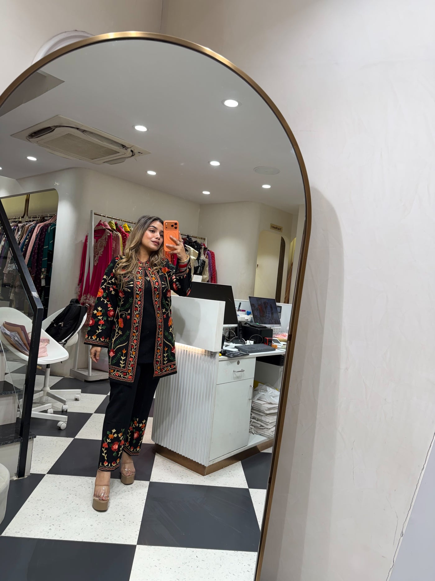 “Sabina” - Thread Embroidered Woollen Three Piece set