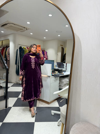 “Titli” - Velvet Three Piece set