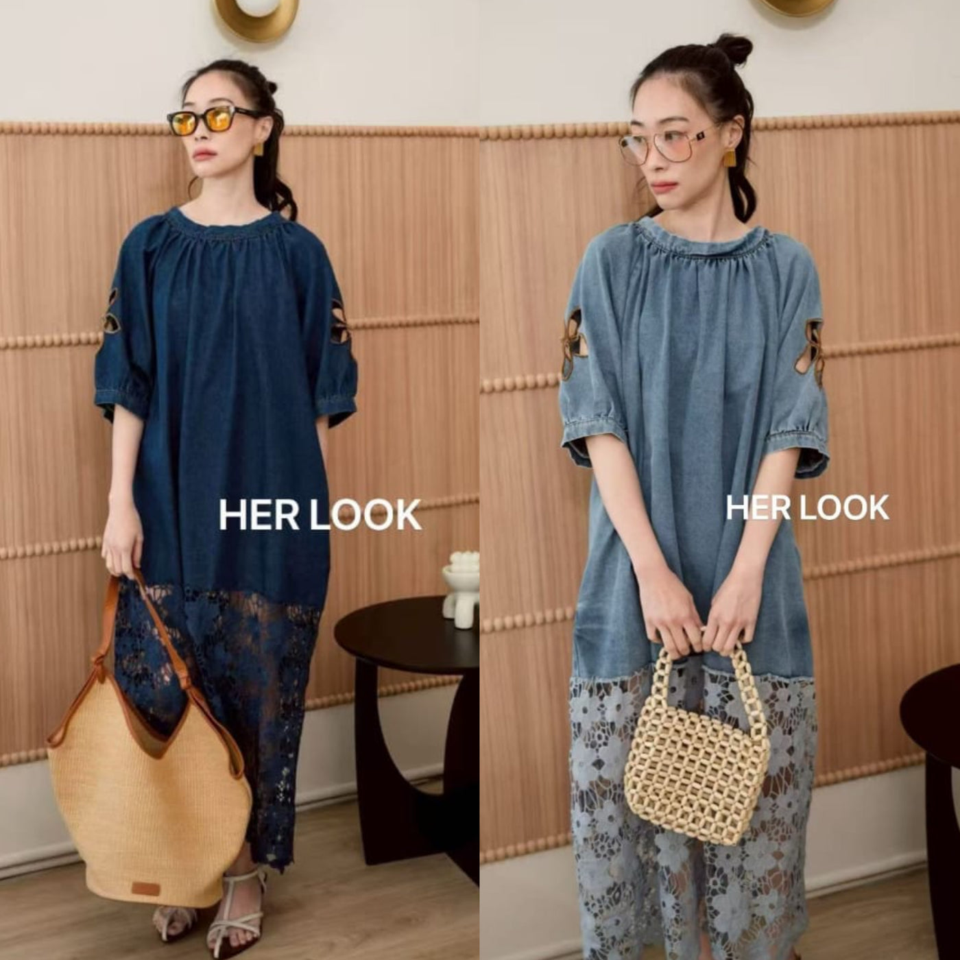 “Rivam” - Denim  Crochet Dress