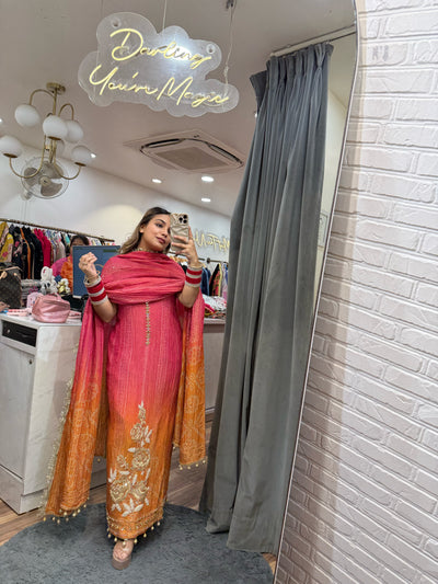 “Sona” - Wrinkled Shimmer Fabric Unstitched Suit