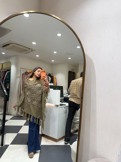 “Lema” - Woollen Crochet Ponchu Top