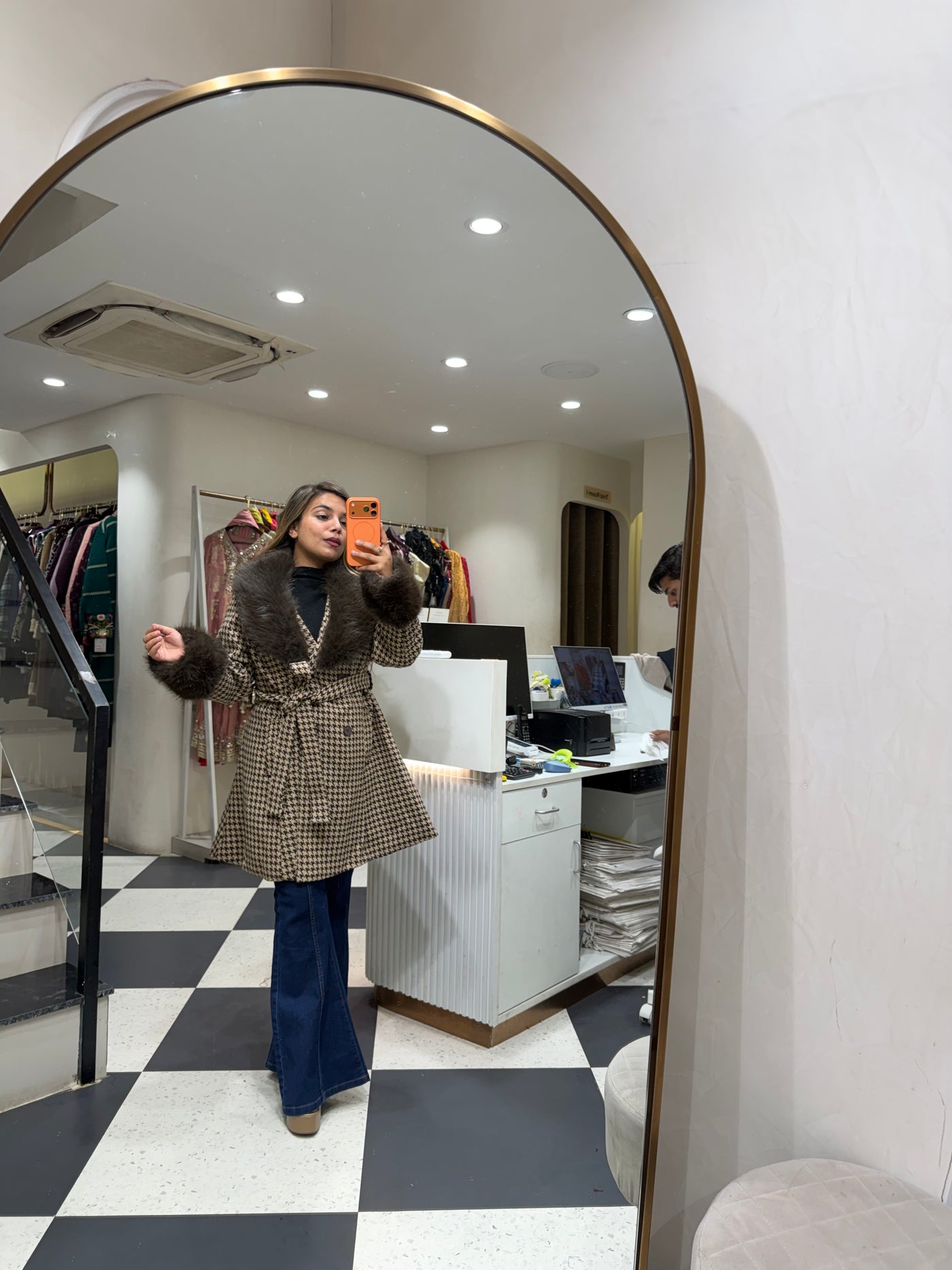 “Noja” - Tweed Fur Blazer Dress