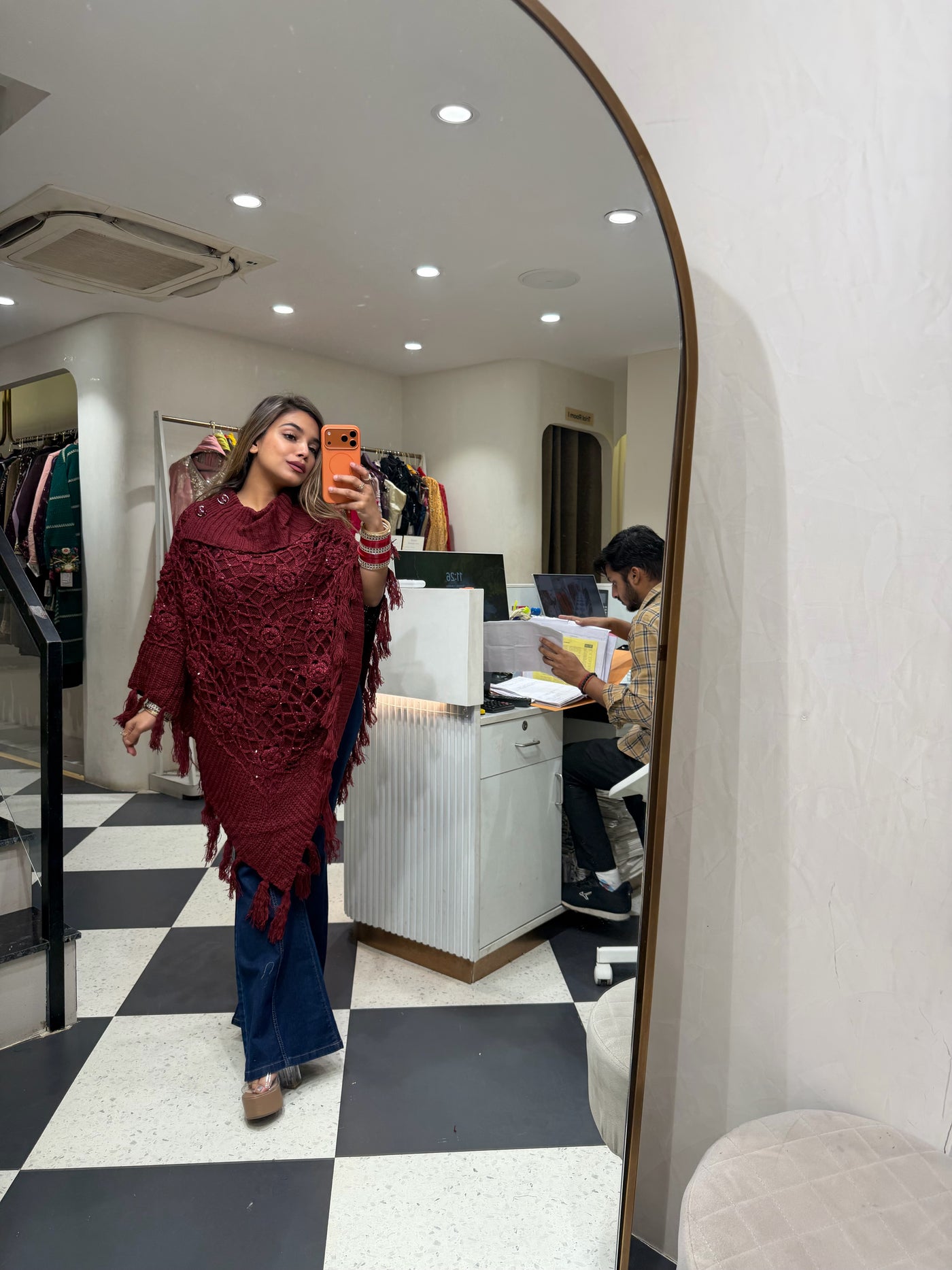 “Lema” - Woollen Crochet Ponchu Top