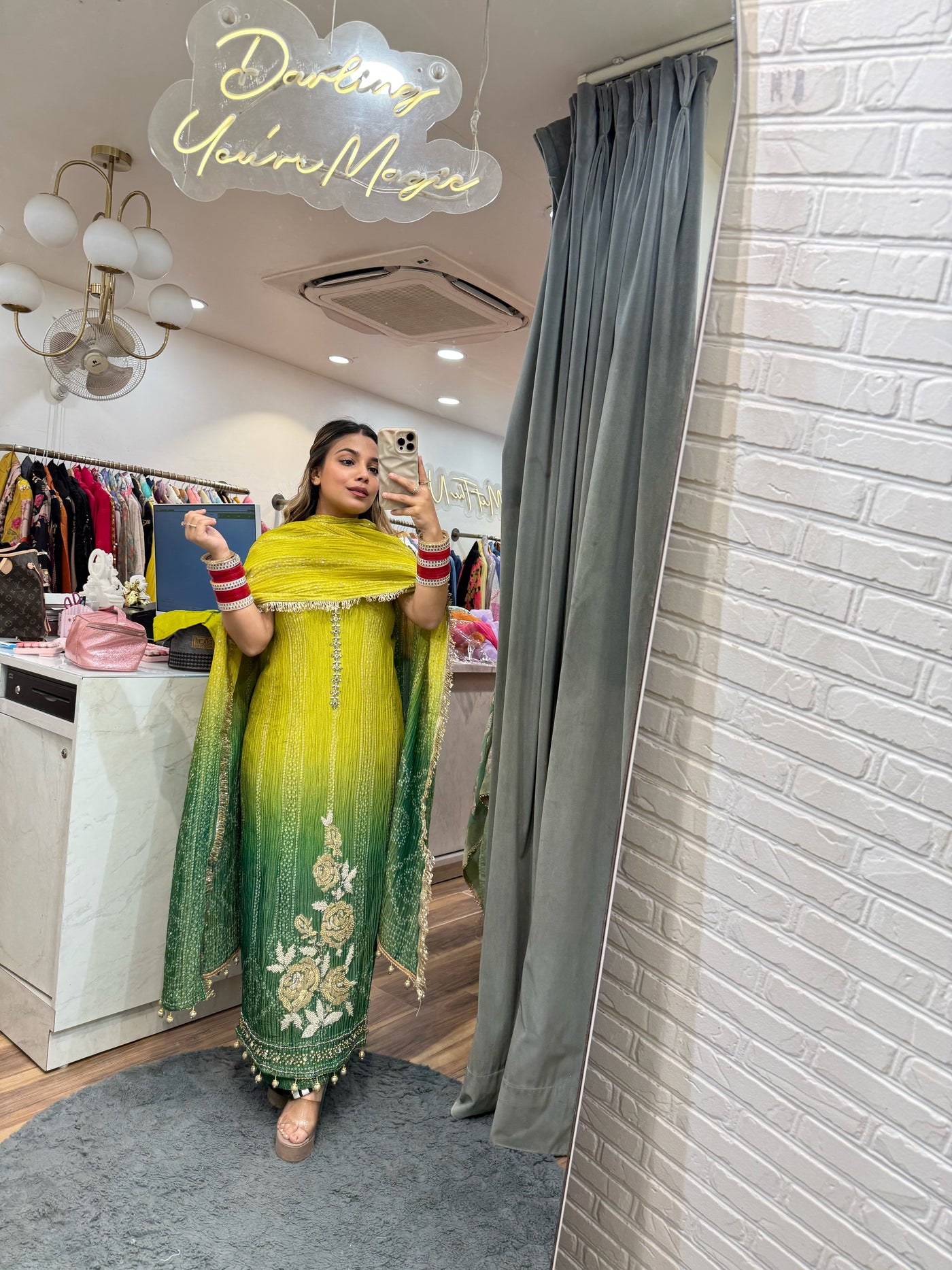“Sona” - Wrinkled Shimmer Fabric Unstitched Suit