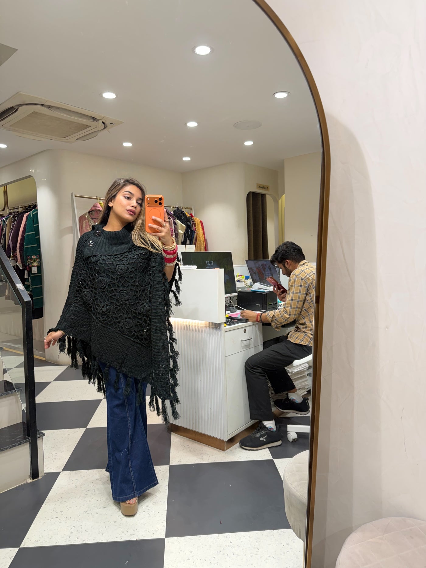 “Lema” - Woollen Crochet Ponchu Top