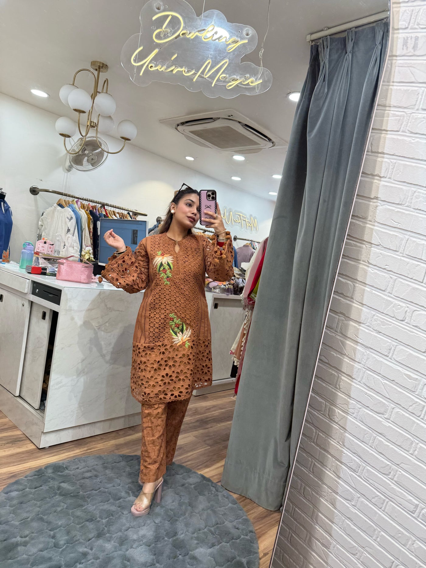 “Simina” - Pure Cotton Schiffli Two Piece sett