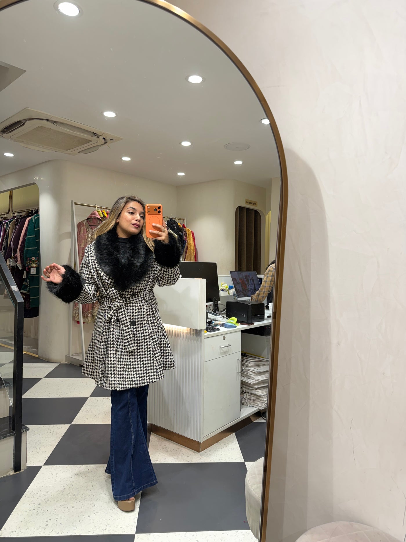 “Noja” - Tweed Fur Blazer Dress