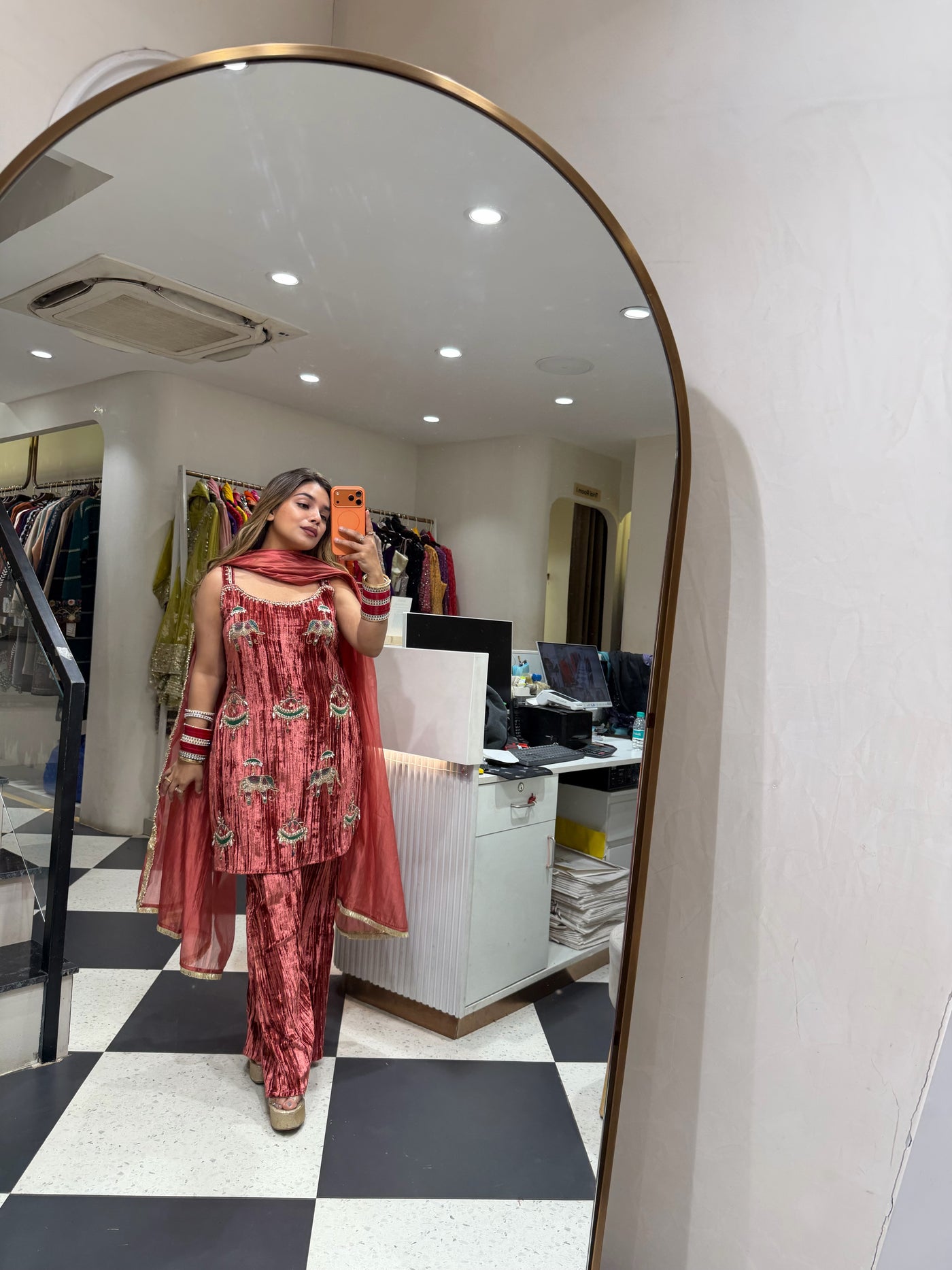 “Meemara” - Velvet Three Piece set ( Sleeves Included )