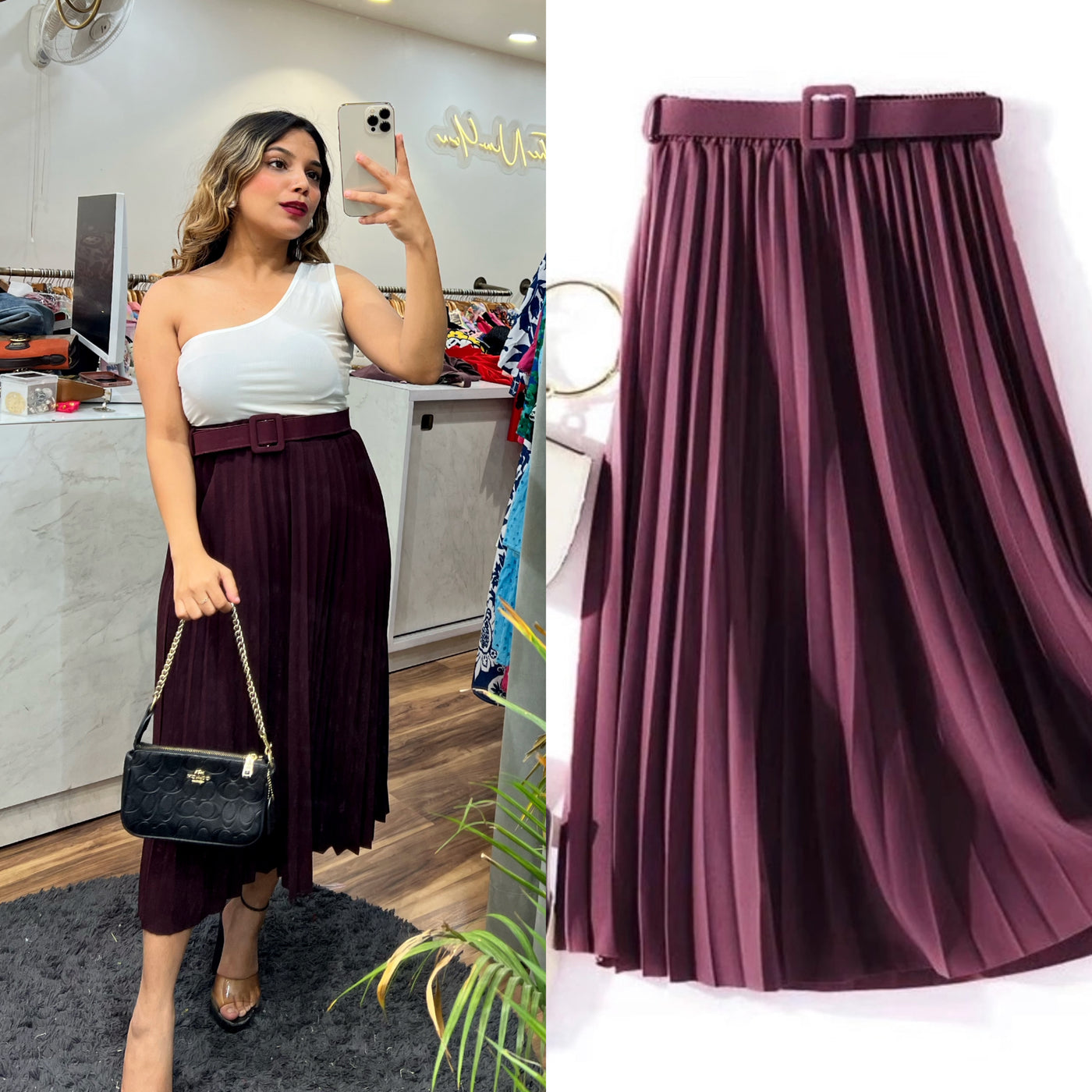 “Leona” - Pleated Midi Skirt