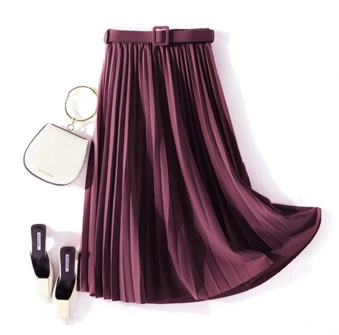 “Leona” - Pleated Midi Skirt