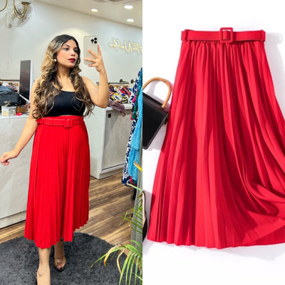 “Leona” - Pleated Midi Skirt