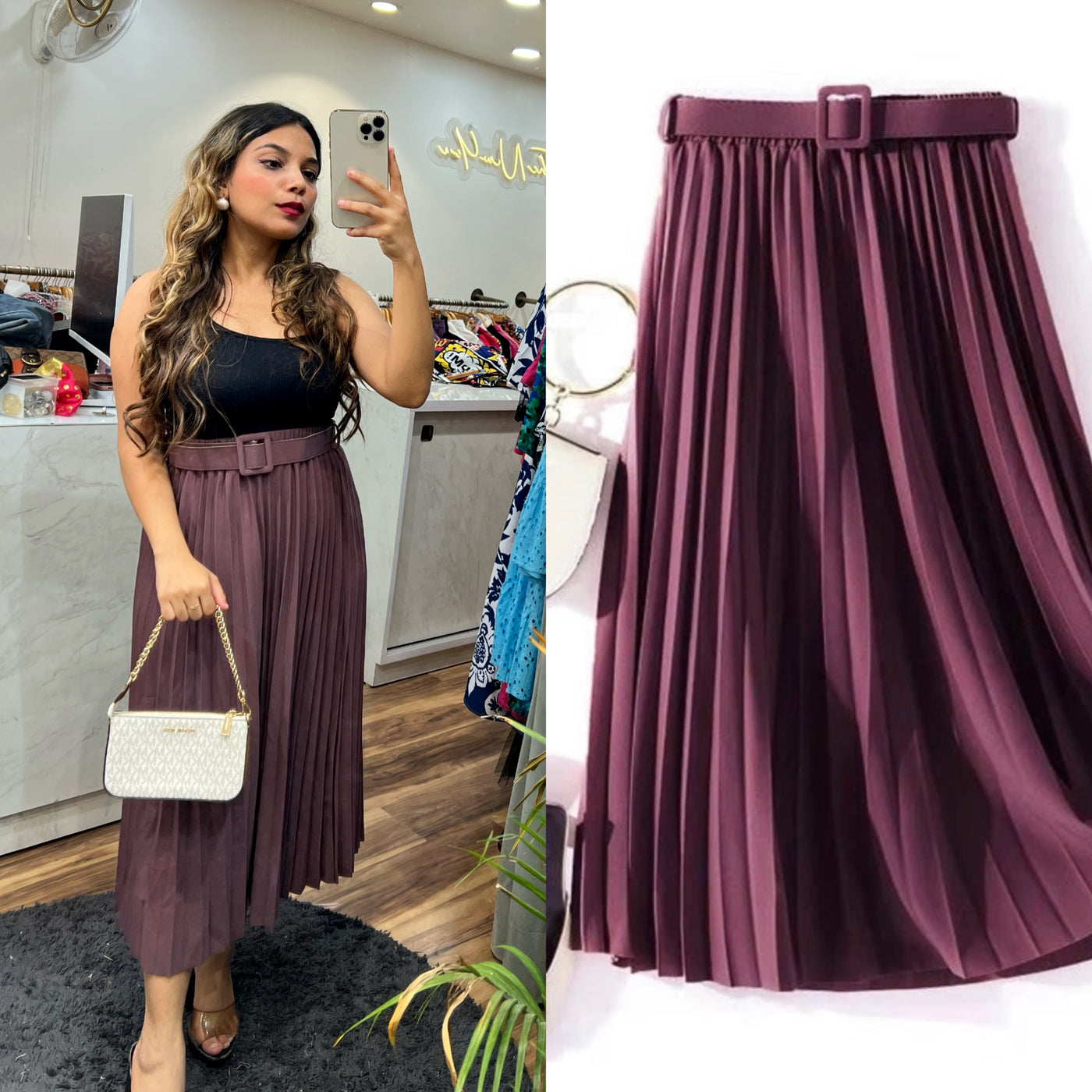 “Leona” - Pleated Midi Skirt