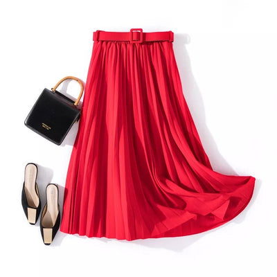 “Leona” - Pleated Midi Skirt