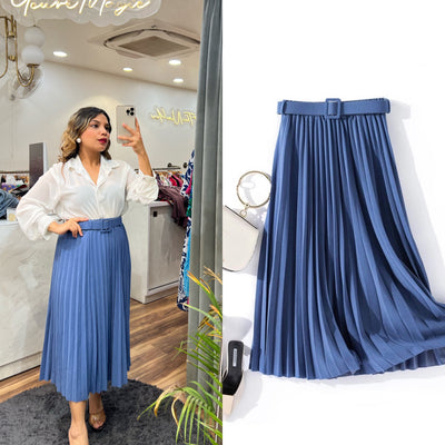 “Leona” - Pleated Midi Skirt