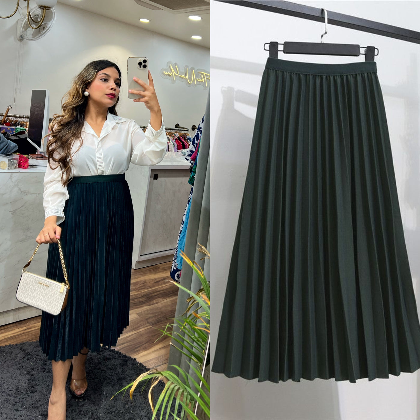 “Leona” - Pleated Midi Skirt