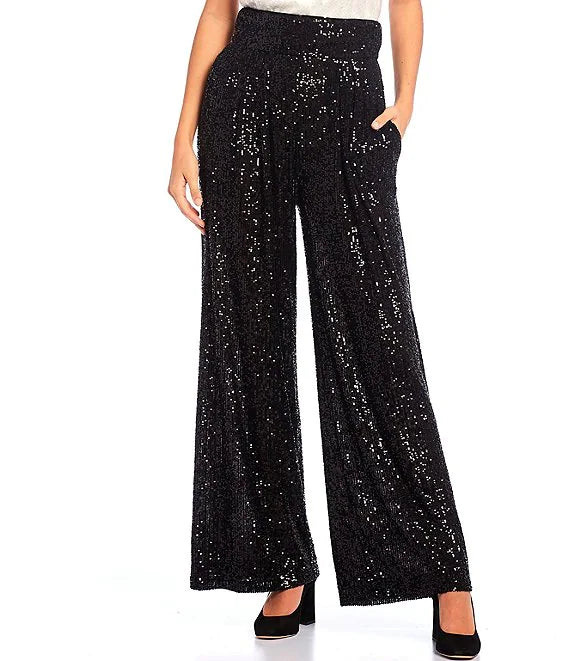 "Lillie” Sequined Wide Leg Pants