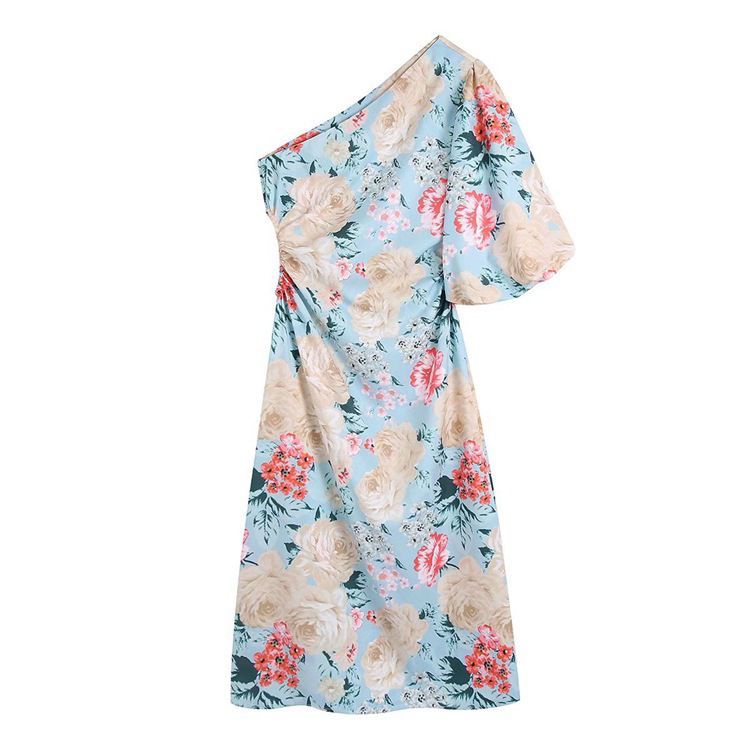 ''Lou'' - Floral Print One-Shoulder Dress