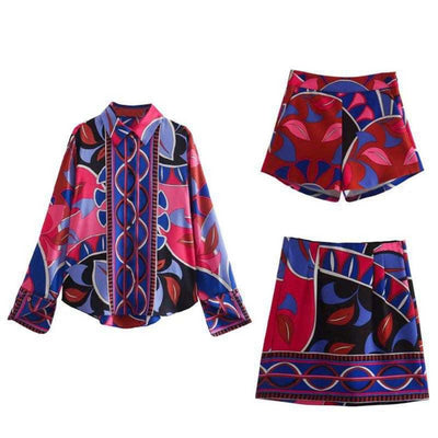 Calista - Colorful Shorts, Shirt and Skirt Set