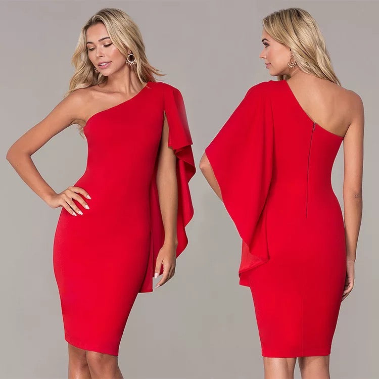 Ellery - One-Shoulder Bodycon Dress ( Red )