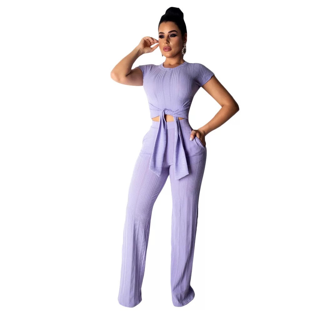 ''Valencia'' - Crop Top and Pants Set ( Lilac )