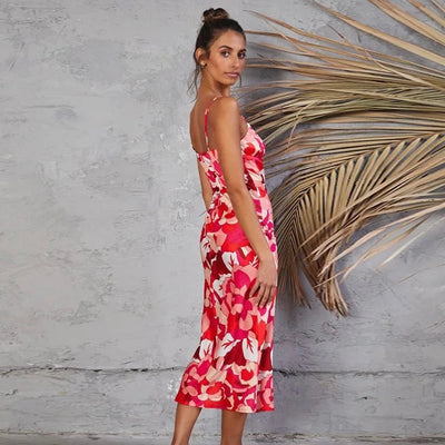 ''Maria'' - Floral Sleeveless Midi Dress