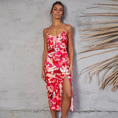 ''Maria'' - Floral Sleeveless Midi Dress