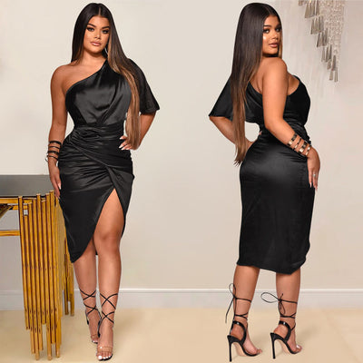 ''Olympia'' - One-Shoulder Bodycon Dress ( Black )