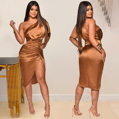 ''Olympia'' - One-Shoulder Bodycon Dress ( Golden )