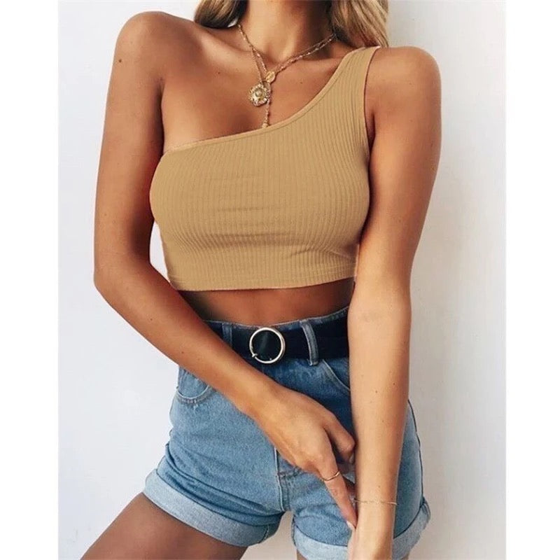 ''Nene'' - One-Shoulder Crop Top